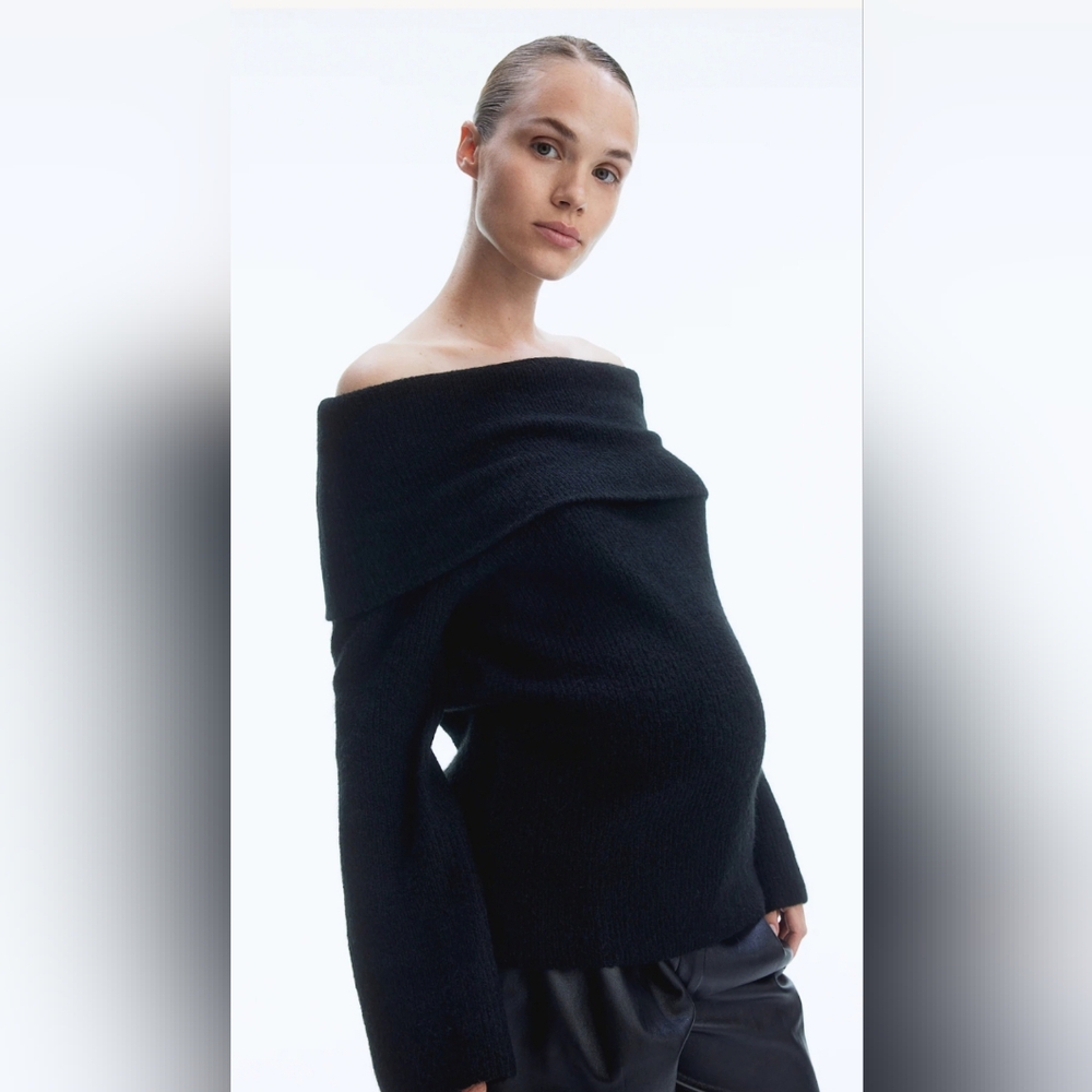 H&M MAMA (maternity) black off the shoulder sweater